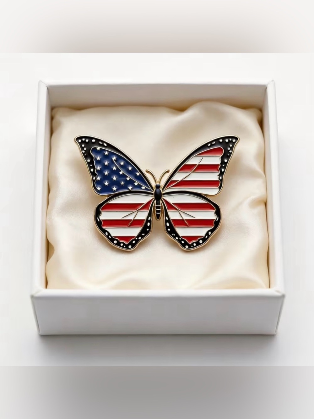 American Flag Brooch Butterfly shaped Independence Day Patriotic Stars Stripes